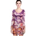 Colorful Art Traditional Batik Pattern Long Sleeve Velvet Bodycon Dress View1