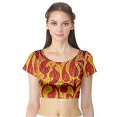 Abstract Pattern Short Sleeve Crop Top (tight Fit)