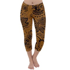 Art Traditional Batik Flower Pattern Capri Winter Leggings 