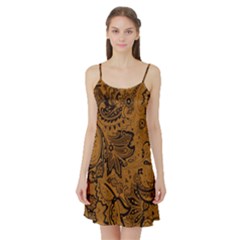 Art Traditional Batik Flower Pattern Satin Night Slip