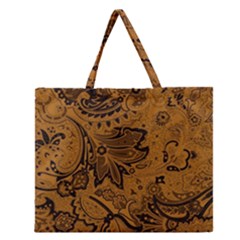 Art Traditional Batik Flower Pattern Zipper Large Tote Bag