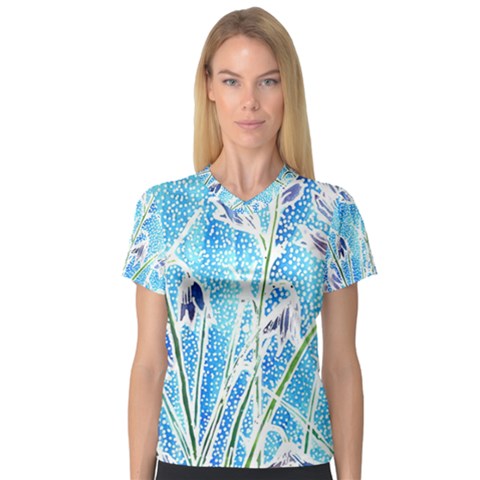 Art Batik Flowers Pattern V-neck Sport Mesh Tee by BangZart