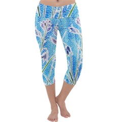 Art Batik Flowers Pattern Capri Yoga Leggings