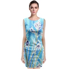 Art Batik Flowers Pattern Classic Sleeveless Midi Dress