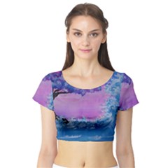 Rising To Touch You Short Sleeve Crop Top (tight Fit)