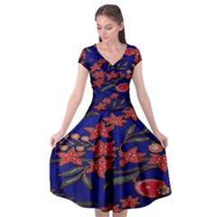 Batik  Fabric Cap Sleeve Wrap Front Dress by BangZart