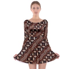 Art Traditional Batik Pattern Long Sleeve Skater Dress