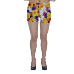 Colorful Flowers Pattern Skinny Shorts