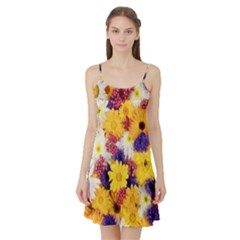 Colorful Flowers Pattern Satin Night Slip