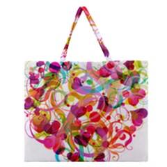 Abstract Colorful Heart Zipper Large Tote Bag