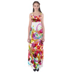 Abstract Colorful Heart Empire Waist Maxi Dress