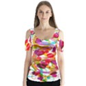 Abstract Colorful Heart Butterfly Sleeve Cutout Tee  View1