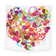 Abstract Colorful Heart Square Tapestry (large)