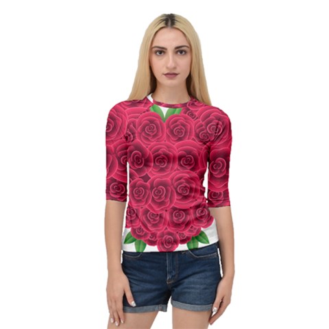 Floral Heart Quarter Sleeve Tee by BangZart