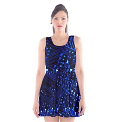 Blue Circuit Technology Image Scoop Neck Skater Dress by BangZart