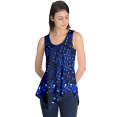 Blue Circuit Technology Image Sleeveless Tunic