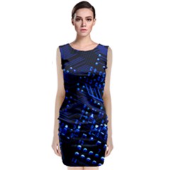 Blue Circuit Technology Image Classic Sleeveless Midi Dress by BangZart