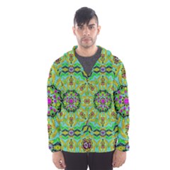 Golden Star Mandala In Fantasy Cartoon Style Hooded Wind Breaker (men) by pepitasart