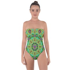 Golden Star Mandala In Fantasy Cartoon Style Tie Back One Piece Swimsuit by pepitasart