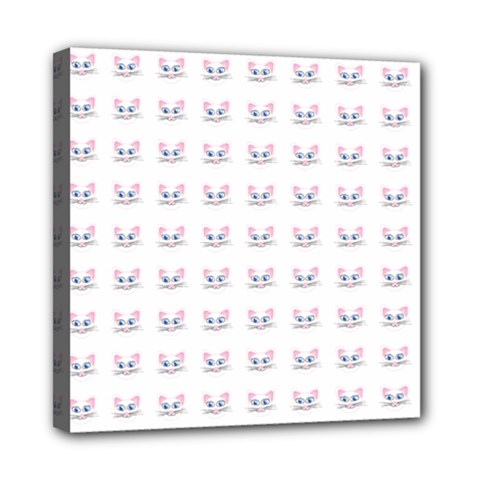 Pink Cute Cat Pattern Mini Canvas 8  X 8 