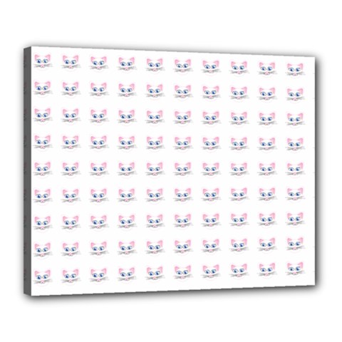 Pink Cute Cat Pattern Canvas 20  X 16  by paulaoliveiradesign