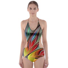 Fractal Bird Of Paradise Cut-Out One Piece Swimsuit