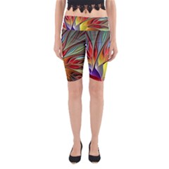 Fractal Bird Of Paradise Yoga Cropped Leggings by WolfepawFractals