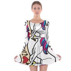 I Love Unicorn  Long Sleeve Skater Dress by ninabolenart