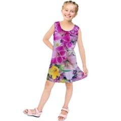 Colorful Flowers Patterns Kids  Tunic Dress