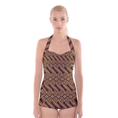 Batik The Traditional Fabric Boyleg Halter Swimsuit 