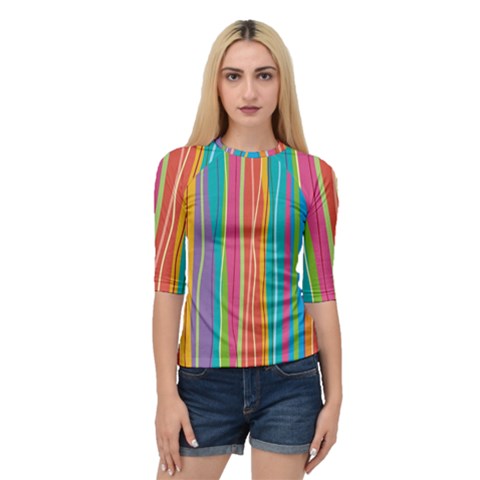 Colorful Striped Background Quarter Sleeve Tee by TastefulDesigns