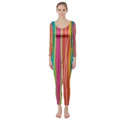 Colorful Striped Background Long Sleeve Catsuit by TastefulDesigns