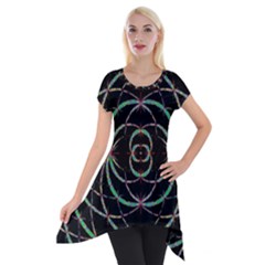 Abstract Spider Web Short Sleeve Side Drop Tunic