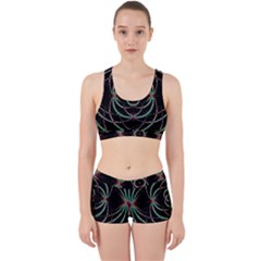 Abstract Spider Web Work It Out Sports Bra Set