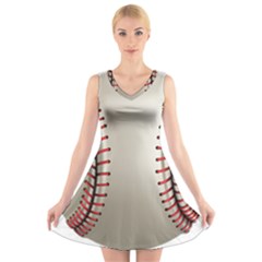 Baseball V-neck Sleeveless Skater Dress