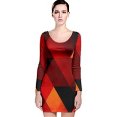 Abstract Triangle Wallpaper Long Sleeve Velvet Bodycon Dress