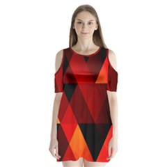 Abstract Triangle Wallpaper Shoulder Cutout Velvet  One Piece