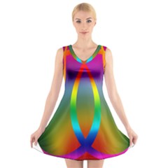 Colorful Easter Egg V-neck Sleeveless Skater Dress