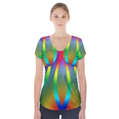 Colorful Easter Egg Short Sleeve Front Detail Top by BangZart