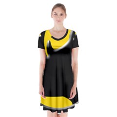 Black Rhino Logo Short Sleeve V-neck Flare Dress