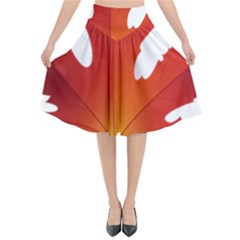 Autumn Maple Leaf Clip Art Flared Midi Skirt