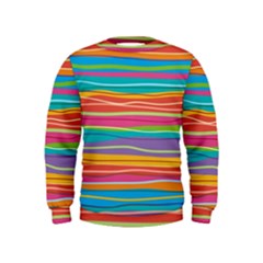Colorful Horizontal Lines Background Kids  Sweatshirt by TastefulDesigns