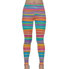 Colorful Horizontal Lines Background Classic Yoga Leggings by TastefulDesigns