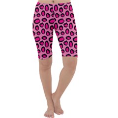 Cute Pink Animal Pattern Background Cropped Leggings  by TastefulDesigns