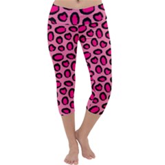 Cute Pink Animal Pattern Background Capri Yoga Leggings by TastefulDesigns