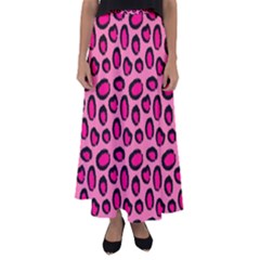 Cute Pink Animal Pattern Background Flared Maxi Skirt by TastefulDesigns