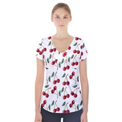 Cherry Red Short Sleeve Front Detail Top by Kathrinlegg