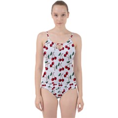 Cherry Red Cut Out Top Tankini Set