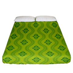 Decorative Green Pattern Background  Fitted Sheet (king Size) by TastefulDesigns