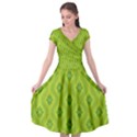 Decorative green pattern background  Cap Sleeve Wrap Front Dress View1